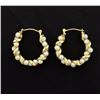 Image 2 : 14K Twisted Gold and Pearl Hoop Earrings