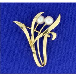 14K Yellow Gold & Pearl Pin