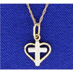 Cross and Heart Pendant on Chain