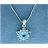 Image 1 : Blue Topaz Flower Pendant
