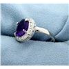 Image 2 : 3 ct Amethyst and Diamond Ring in Platinum over Sterling Silver