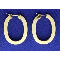 Large 14k Elongated Hoop Earrings