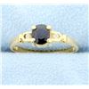 Image 1 : Sapphire & 2 Diamond 14K Yellow Gold Ring