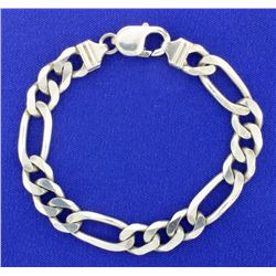 Italian Made Heavy Figaro Sterling Silver Bracelet