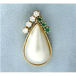 Diamond, Emerald, & Pearl Pendant