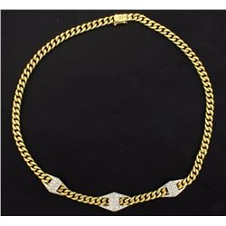 Italian Made 18K 15 1/2 Inch Diamond Link Necklace