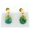 Image 1 : Green Turquoise Screw Back Dangle Earrings