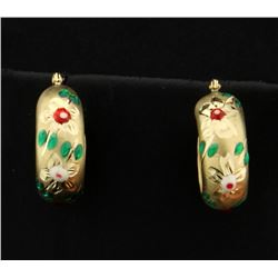 14K Enamel Flower Earrings