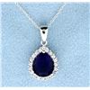 Image 1 : Sterling silver pendant with Lab Sapphire