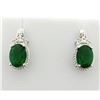 Image 1 : Sterling silver earrings with Lab Emerald