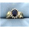 Image 1 : Sapphire & Diamond 10k Yellow Gold Diamond Ring