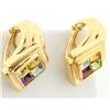 Image 2 : Multi-Color Gemstone 14K French Back Post Earrings