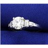 Image 2 : Vintage Diamond Ring set in Platinum Setting with Baguettes