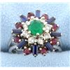 Image 1 : Diamond, Emerald, Sapphire, and Ruby Ring