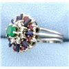 Image 2 : Diamond, Emerald, Sapphire, and Ruby Ring