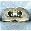 Image 1 : White Sapphire, Tourmaline, & Lab Emerald Ring