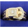 Image 1 : .28ct Total Weight Custom Designed Diamond Buckle Ring