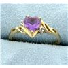 Image 1 : Heart Amethyst & Diamond Ring