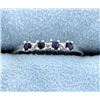 Image 1 : Blue Sapphire and Diamond Ring in Platinum over Sterling Silver