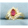 Image 1 : Ruby & Diamond 14k Yellow gold Ring