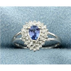 Diamond & Tanzanite 10k White Gold Ring