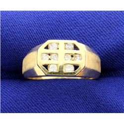 Contemporary Diamond 14k Yellow Gold Ring