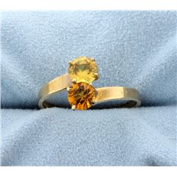 Vintage Citrine and Yellow Topaz Bypass 10k Yellow Gold Ring.