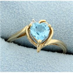 Heart Shaped Blue Topaz & Diamond Ring