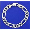 Image 1 : Italian Made Heavy Figaro Sterling Silver Bracelet
