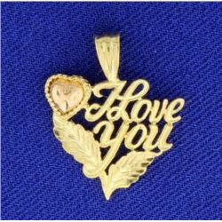 14K  I Love You  Pendant