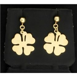 14K Four Leaf Clover Dangle Earrings