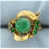 Image 1 : Vintage Jade and Emerald 18K Ring