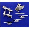 Image 6 : Diamond and Black Sapphire Cufflinks, Tie Tack, and Tuxedo Stud Set