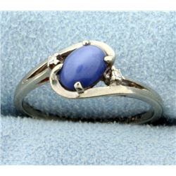 Star Sapphire & Diamond Ring