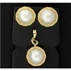 Pearl Pendant and Earrings Set