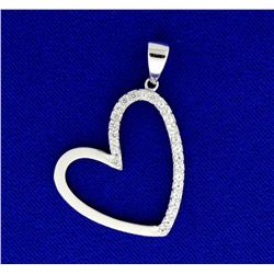 Sterling Silver Heart Pendant half encrusted with White Sapphire gemstones.