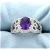 Image 1 : Vintage Style Amethyst Ring Mounted in Sterling Silver