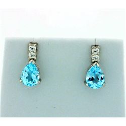 Pear Shaped Sky Blue Topaz Earrings in Sterling Silver