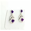 Image 2 : Art Deco Style Dangle Amethyst Earrings set in Sterling Silver