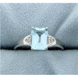 Blue Topaz and Diamond Ring in Sterling Silver