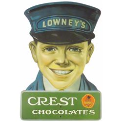 Lowney's Crest Chocolates Die Cut Tin Sign