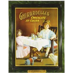 Rare 1905 D. Ghirardelli Co. Self Framed Tin Sign