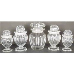 Collection of Five Glass Candy Jars