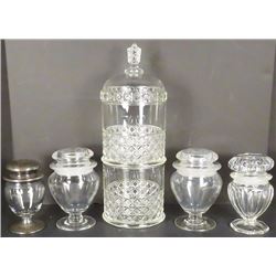 Collection of Five Glass Candy Jars