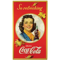 1941 Coca Cola Autumn Girl Cardboard Sign