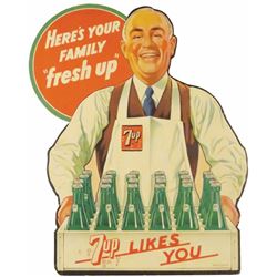1948 7-Up Die Cut Cardboard Easel Back Sign