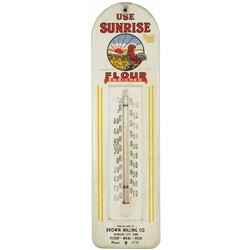 Sunrise Flour Tin Advertising Thermometer