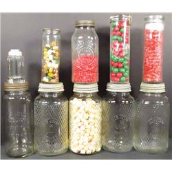 Collection of Embossed Glass Store Jars