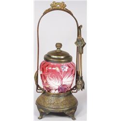 Victorian Canberry Glass Pickle Caster