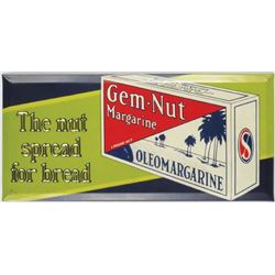 Gem-Nut Margarine Tin Over Cardboard Sign